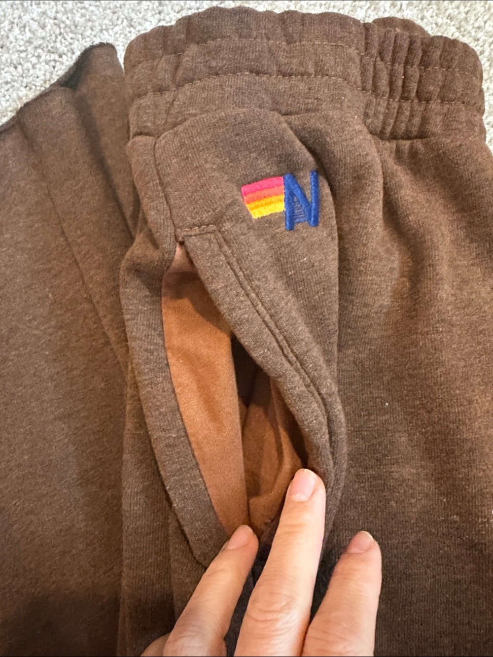 Aviator Nation Brown Hoodie with stripes XS AND Brown wide leg sweatpants Small - Picture 7 of 9